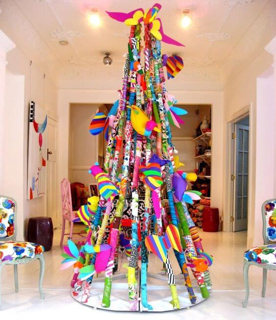 Unique multicolored Christmas tree decoration