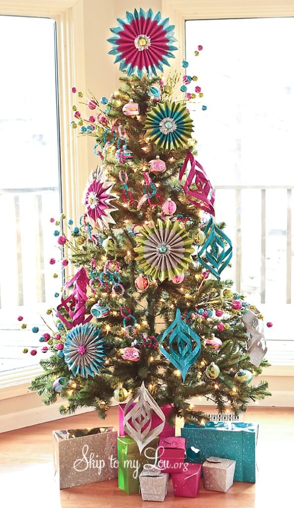 DIY Paper Ornament Rainbow Tree
