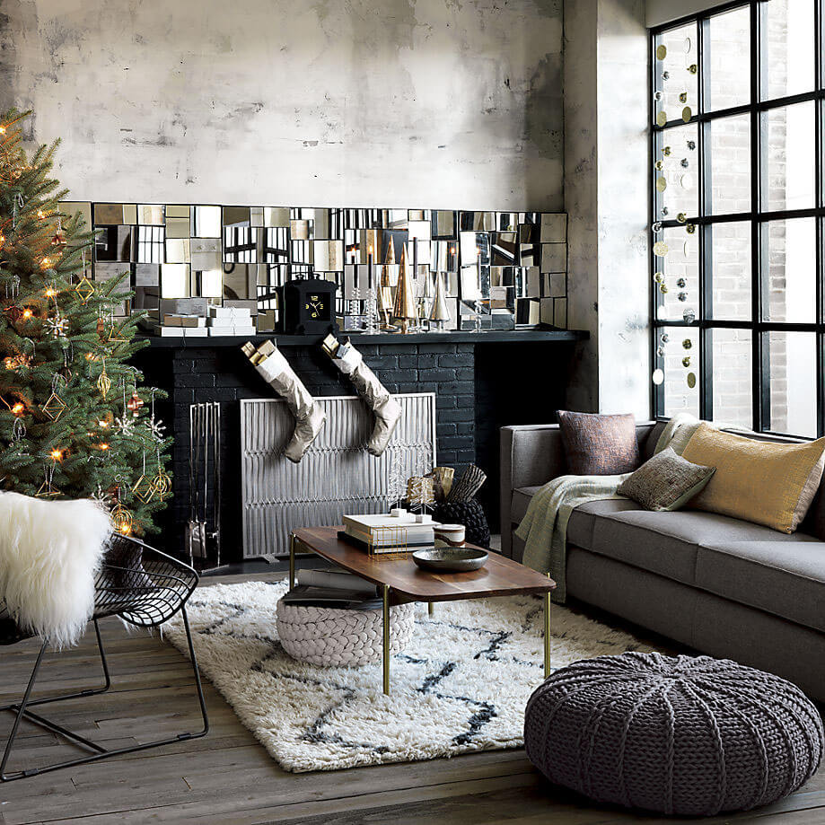 Industrial style minimalist Christmas decor