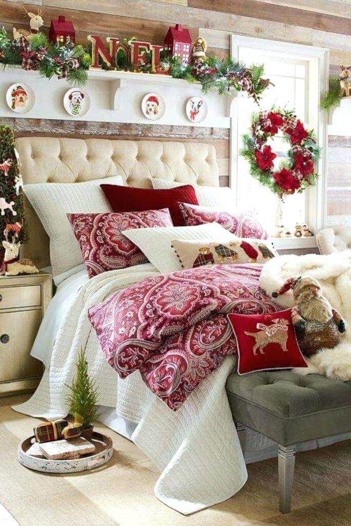 Traditional bedroom Christmas decor