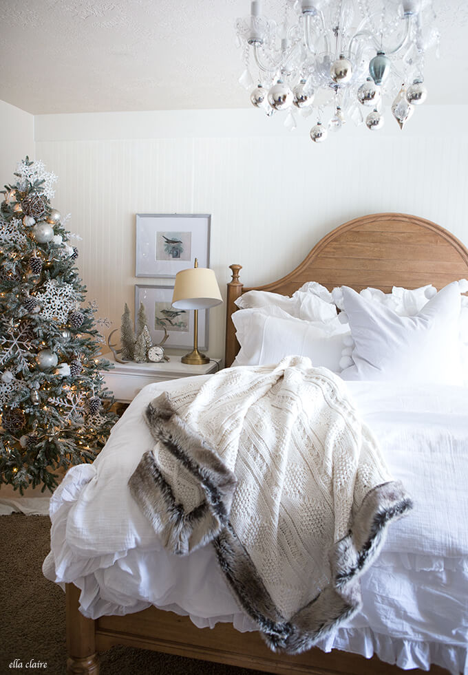 Bedroom Christmas decoration Silver White