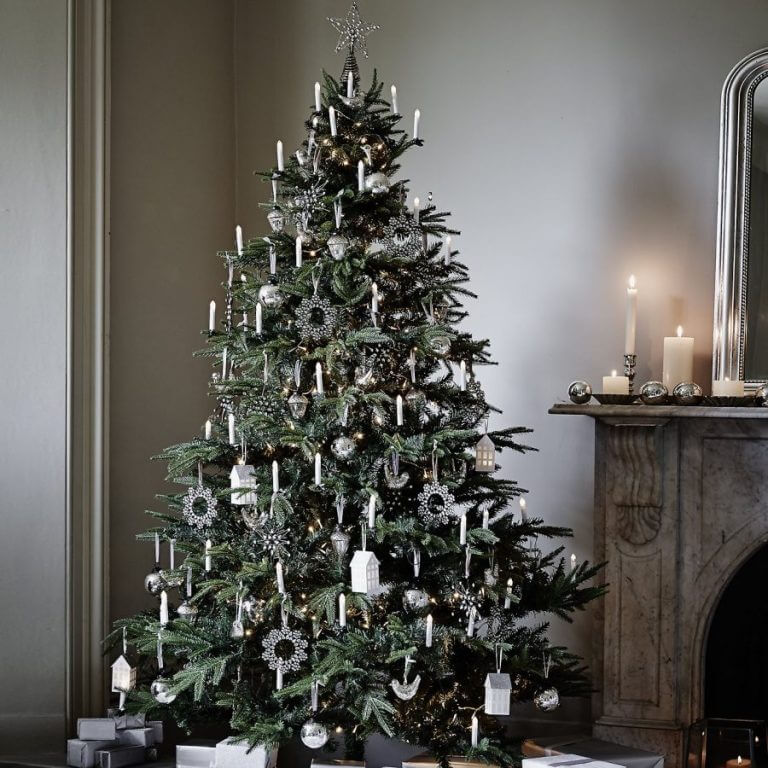 Modern silver white Christmas tree