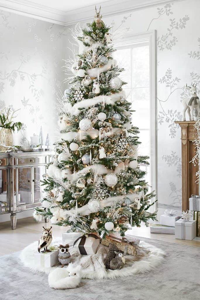 White silver gold Christmas tree