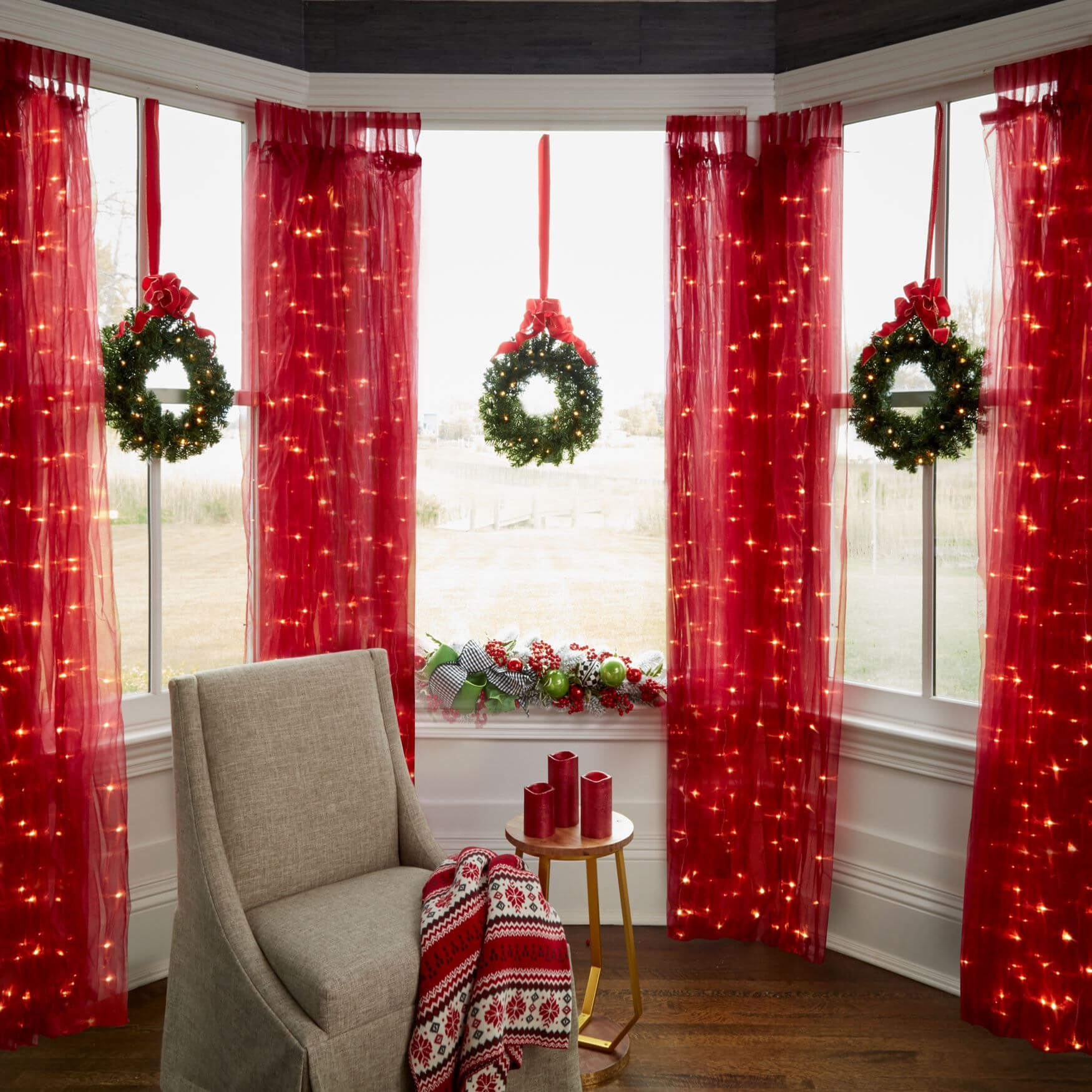 Windows Christmas wreath decoration