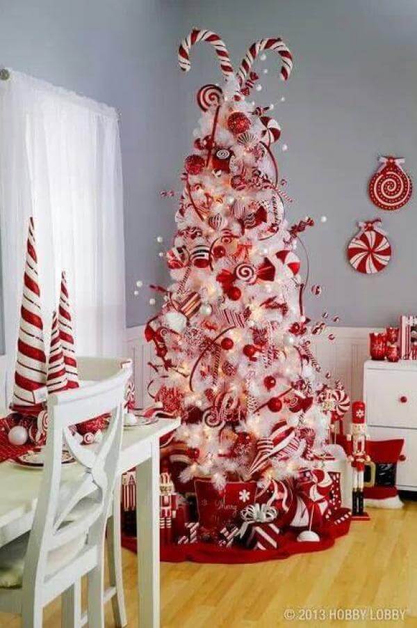 Candy Cane Red White Christmas Tree