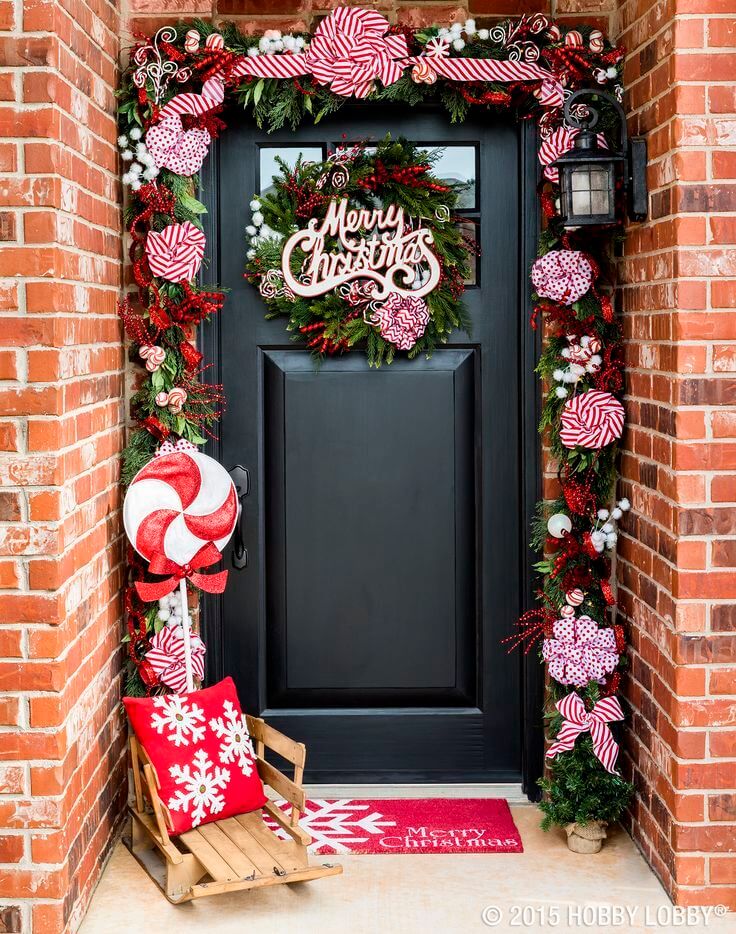 Candy Cane Christmas Front Door