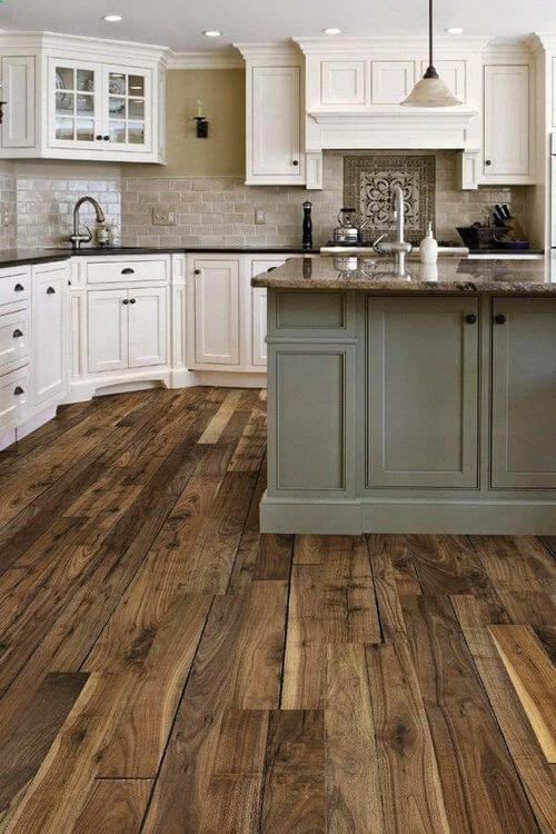 Rustic wooden floor kitchen