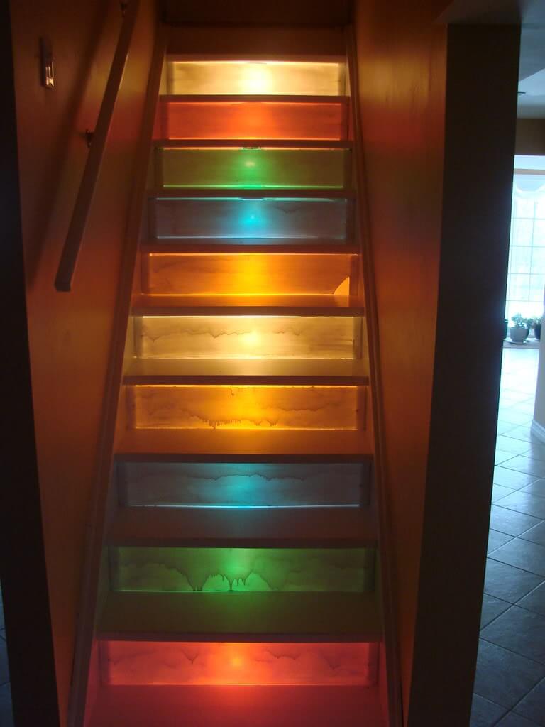 Colorful staircase lighting
