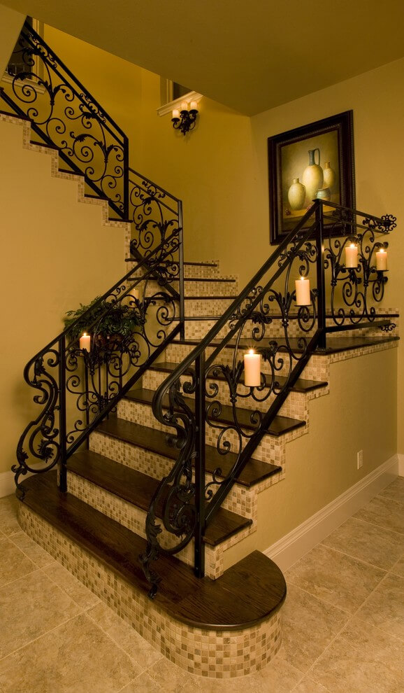 Traditional candles on staircase