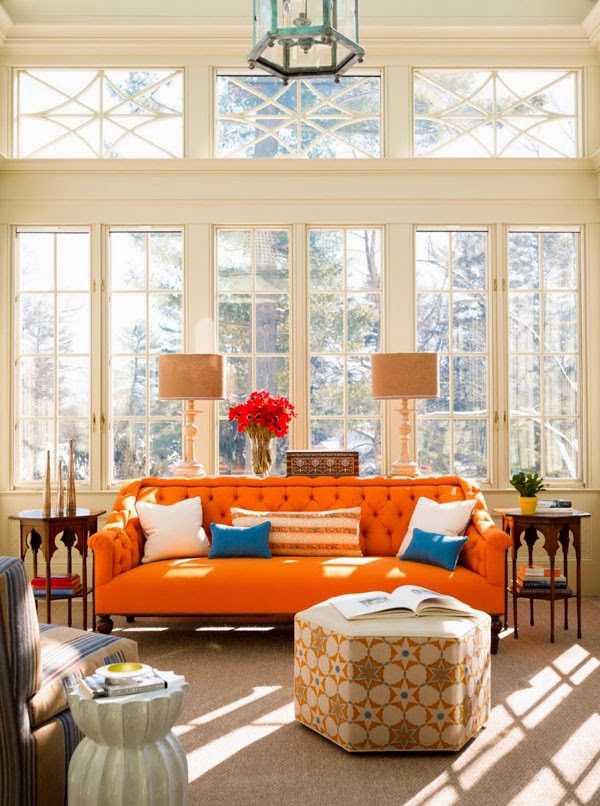 Orange sofa living room sofa
