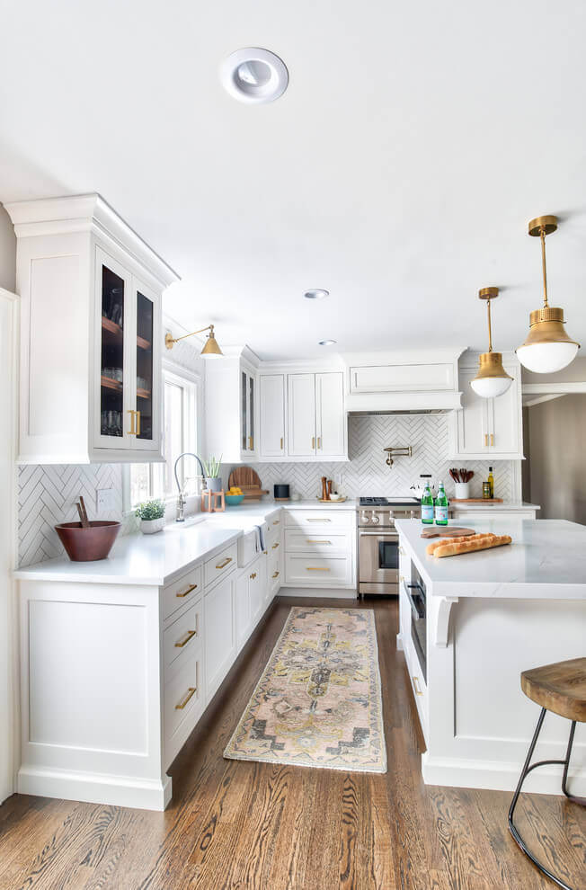 Classic white and wood themed transition kitchen