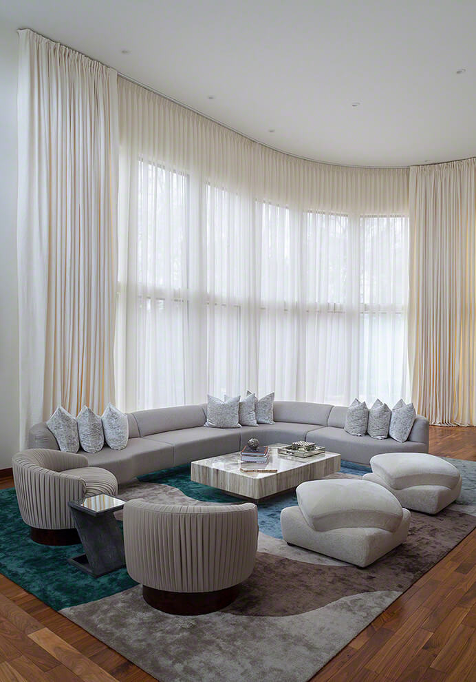 Tailor made folding curtains contemporary living room
