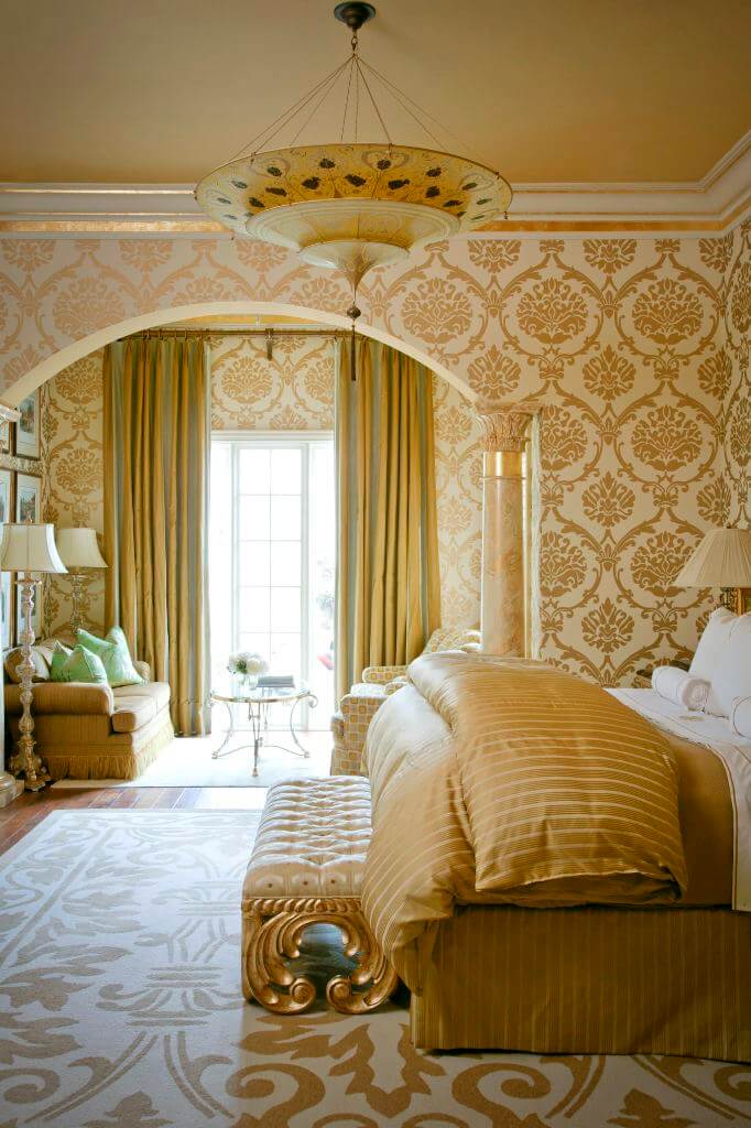 Royal golden bedroom curtains