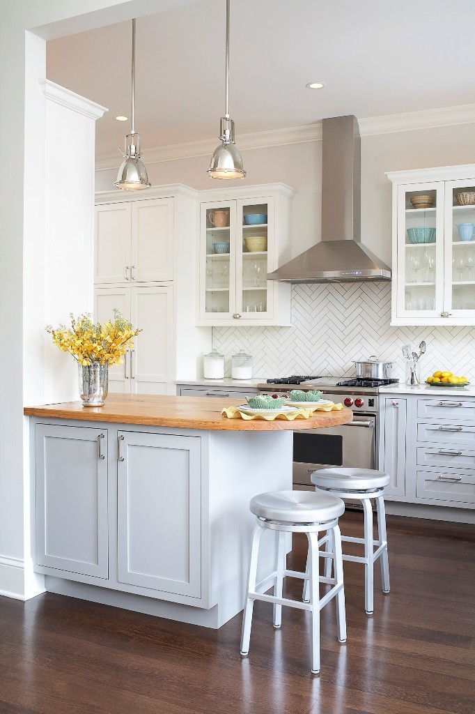 Herringbone pattern Modern to traditional classic country kitchen