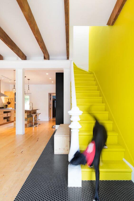 Vivid Neon Yellow Staircase Design