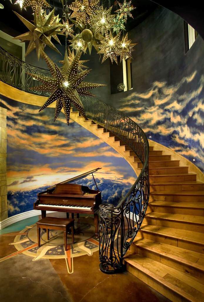 Eclectic spiral 3D staircase