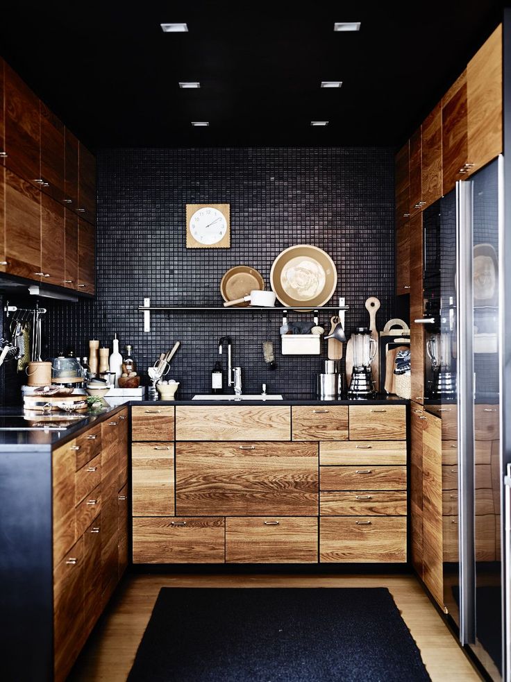 Elegant small black kitchen design
