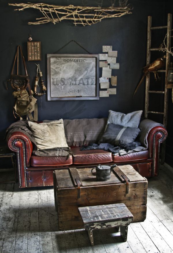 Industrial leather sofa