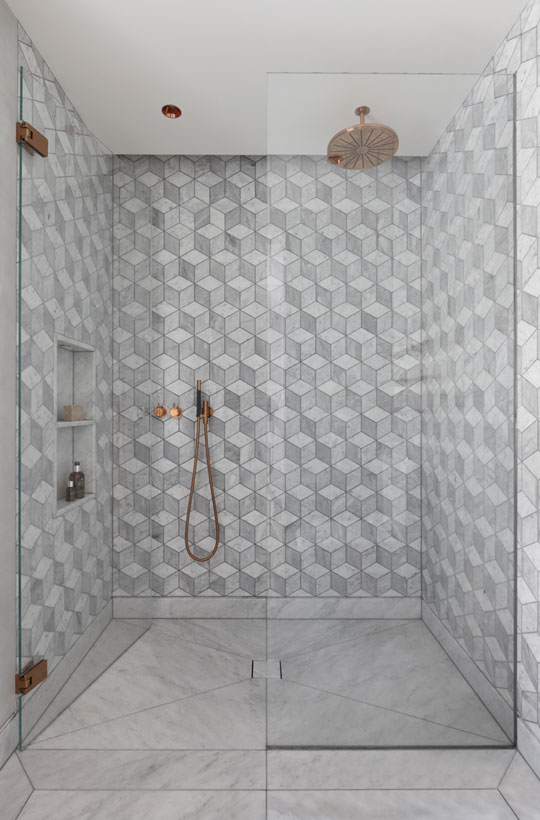 Geometric tiles for shower