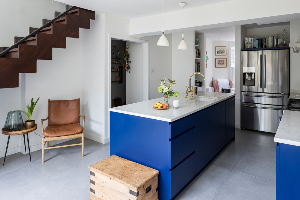 Custom kitchen blue cabinets