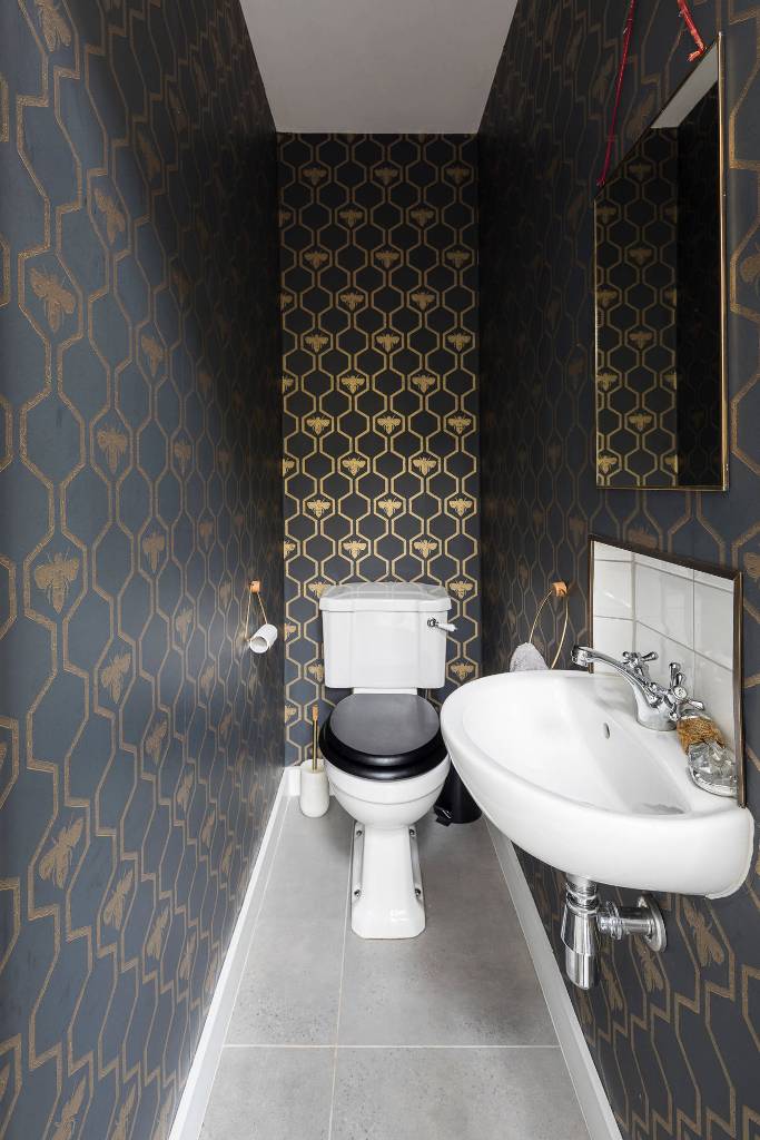 Wardrobe toilet with high quality wallpaper