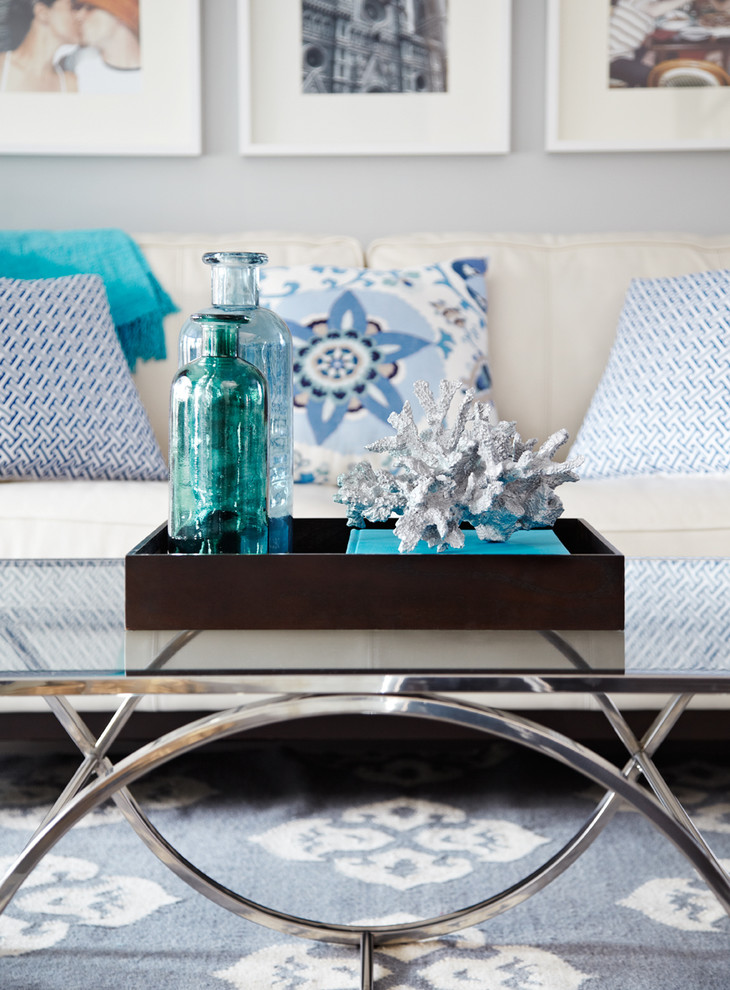 decorate the coffee table with a glass bottle