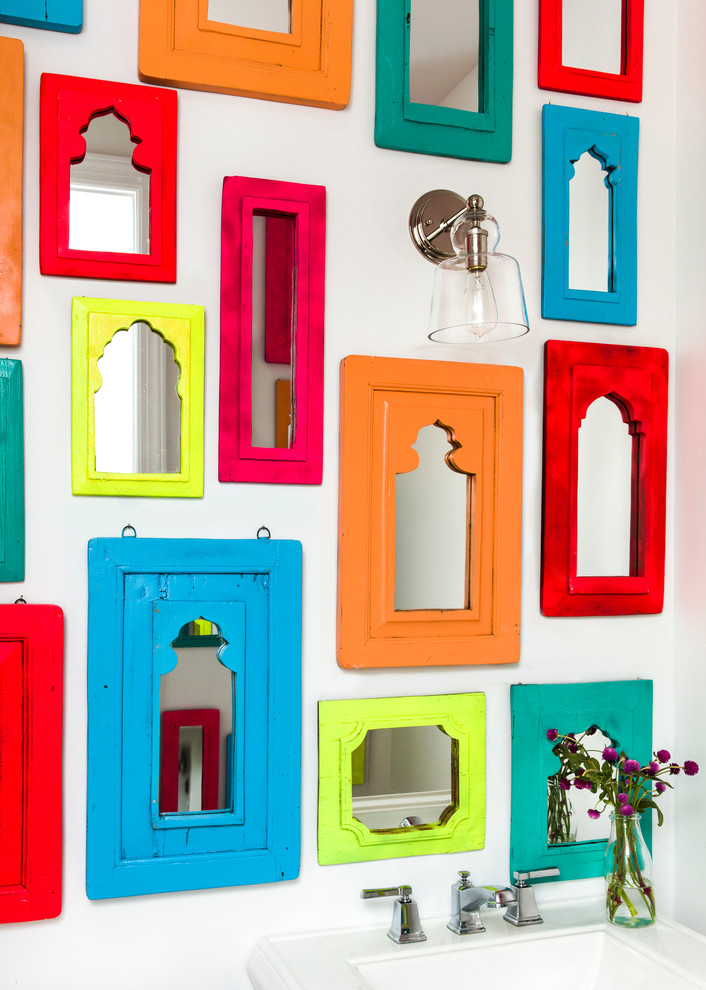 colorful framed wall mirrors bathroom