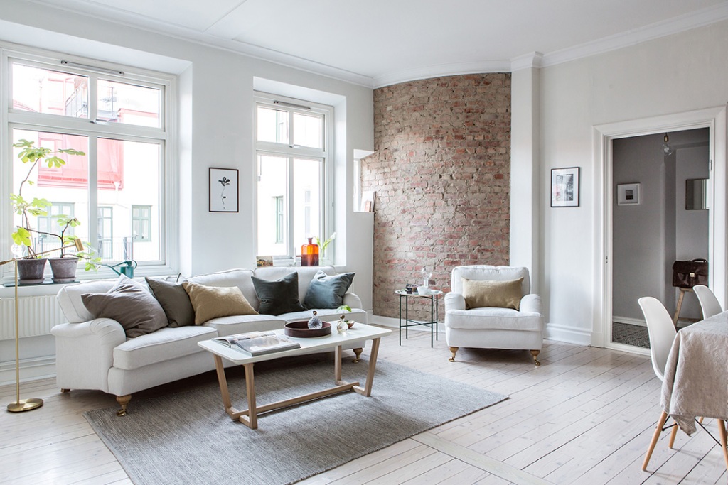 living room ideas for brick wall