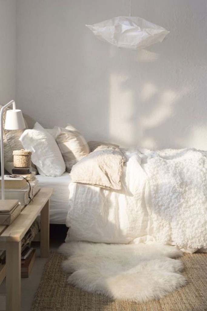 cozy white bedroom paper lamp