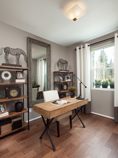 gray brown wooden flooring home office