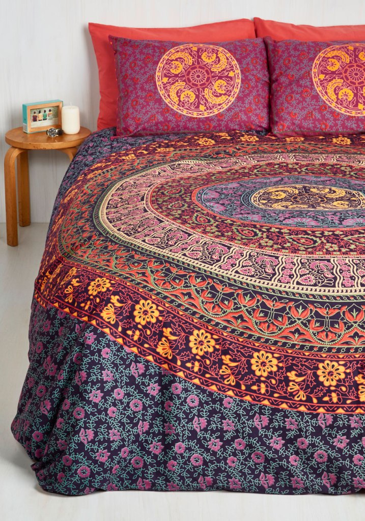 Floral bed covers bohemian bedroom