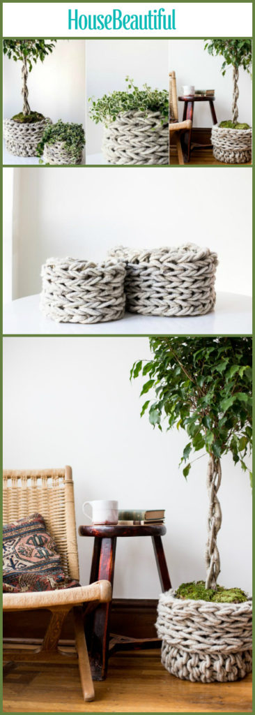 Chunky Knitted DIY Baskets Plant Pots