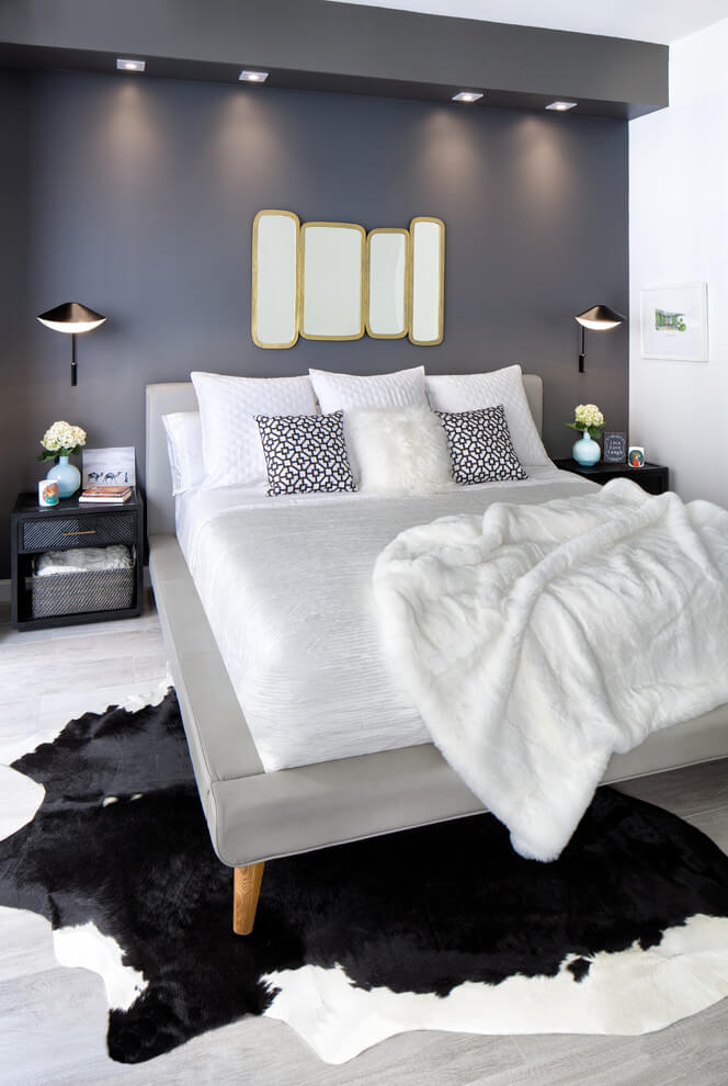 Sophisticated black and white bedroom design