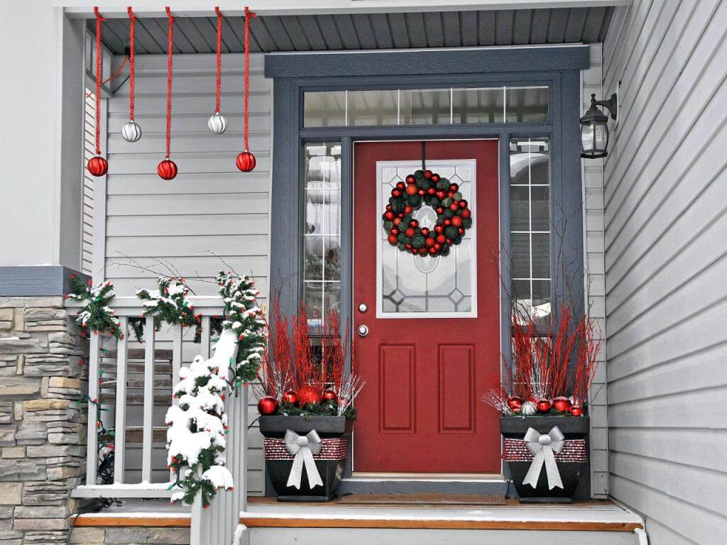 Porch gray Christmas decoration