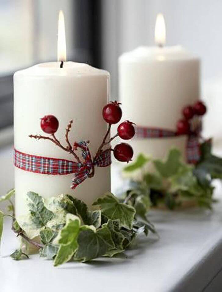 Natural elements Christmas candle decoration