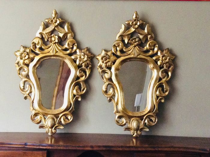 Pair of antique mirrors - Gilt, Soft wood - late 19th / - Catawi