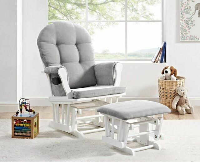 Grey Glider For Nursery Gliding Chair Baby Room Ottoman Cushions .