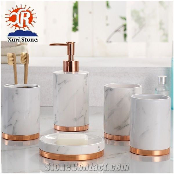 Marble Resin Bath Accessory Bathroom Accessories Set with Soap .