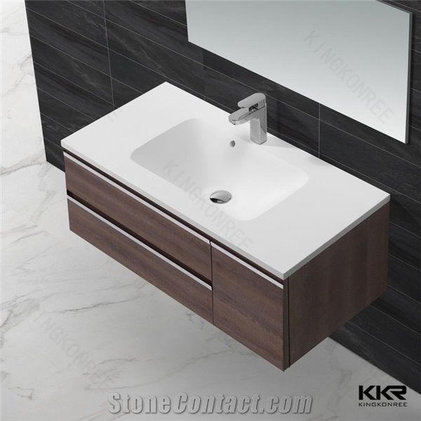 Factory Price Modern Solid Surface Cabinet Wash Basin for Bathroom .