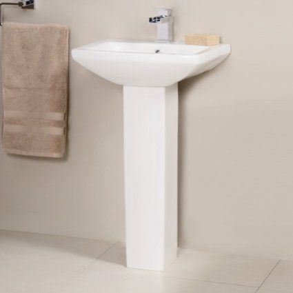 Modern Bathroom Hand Wash Basin - Full Pedestal, 1 Tap Hole .