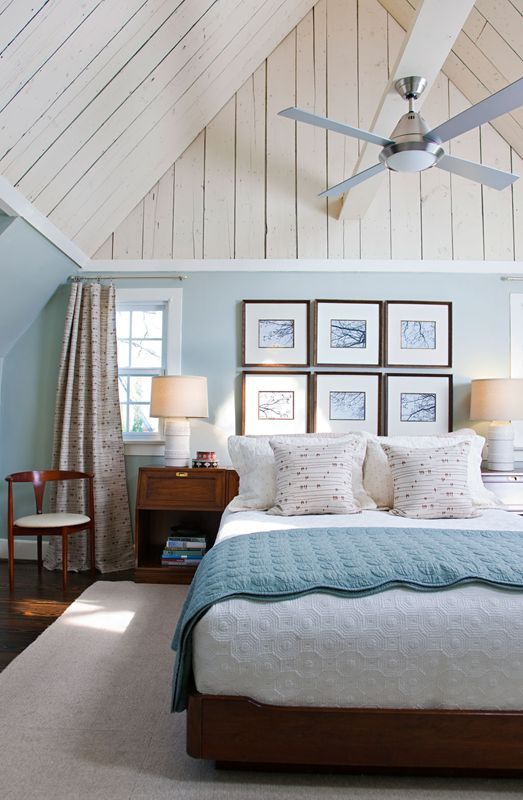 Lovely blue and white beach cottage bedroom. #home #decor | Beach .
