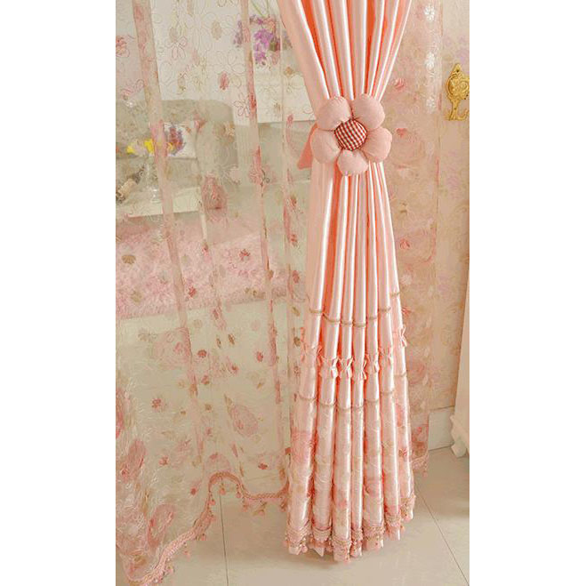 Pink Floral Lace Princess Beautiful Room Divider Curtains for .