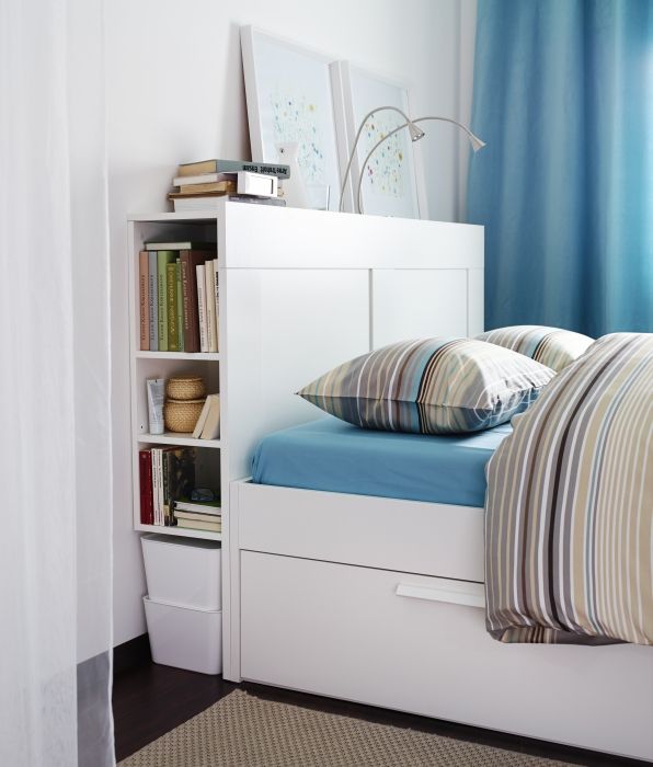 BRIMNES Headboard with storage compartment - white Full/Double .