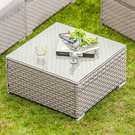 Amazon.com : COSIEST Outdoor Furniture Warm Gray Wicker Glass-Top .