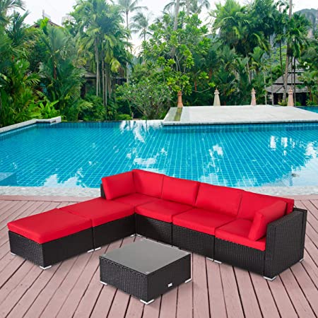 Amazon.com: 7PC Outdoor Sectional Sofa Set Rattan Wicker Patio .