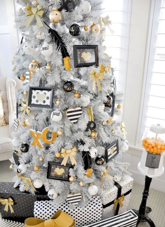 White Christmas Tree Decor Ideas | White christmas trees, Gold .