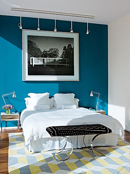Paint Option 3: Blue – This bluer accent wall could look nice with .