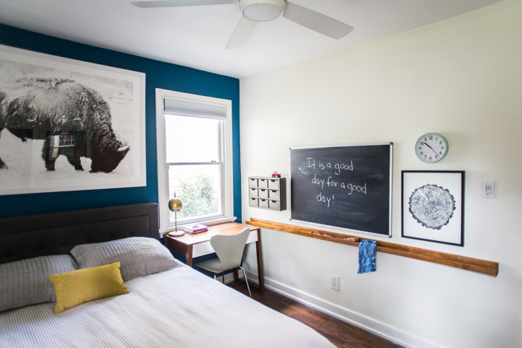 Grown-Up Kids Bedroom With A Blue Accent Wall - Live Free Creative
