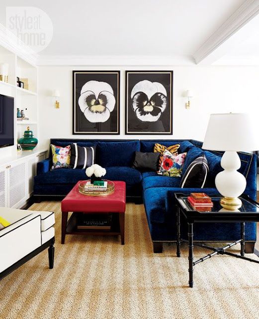 25 Stunning Living Rooms with Blue Velvet Sofas | Chic living room .