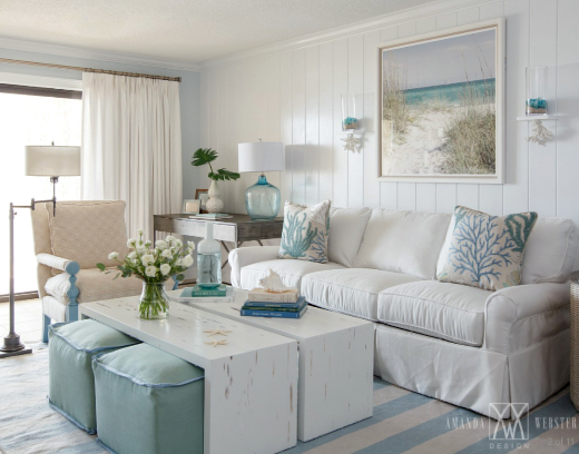 Breezy Condo Living Room Beach Cottage Style | Shop the Look .